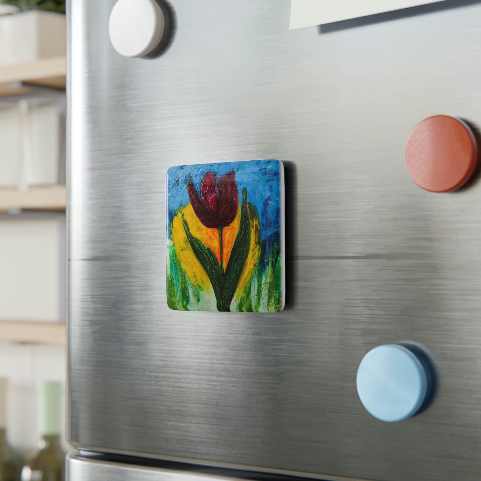 Ode To Spring Magnet, Square - Mike Giannella |  Original Encaustic Painting | Mixed Media Artist | New Jersey