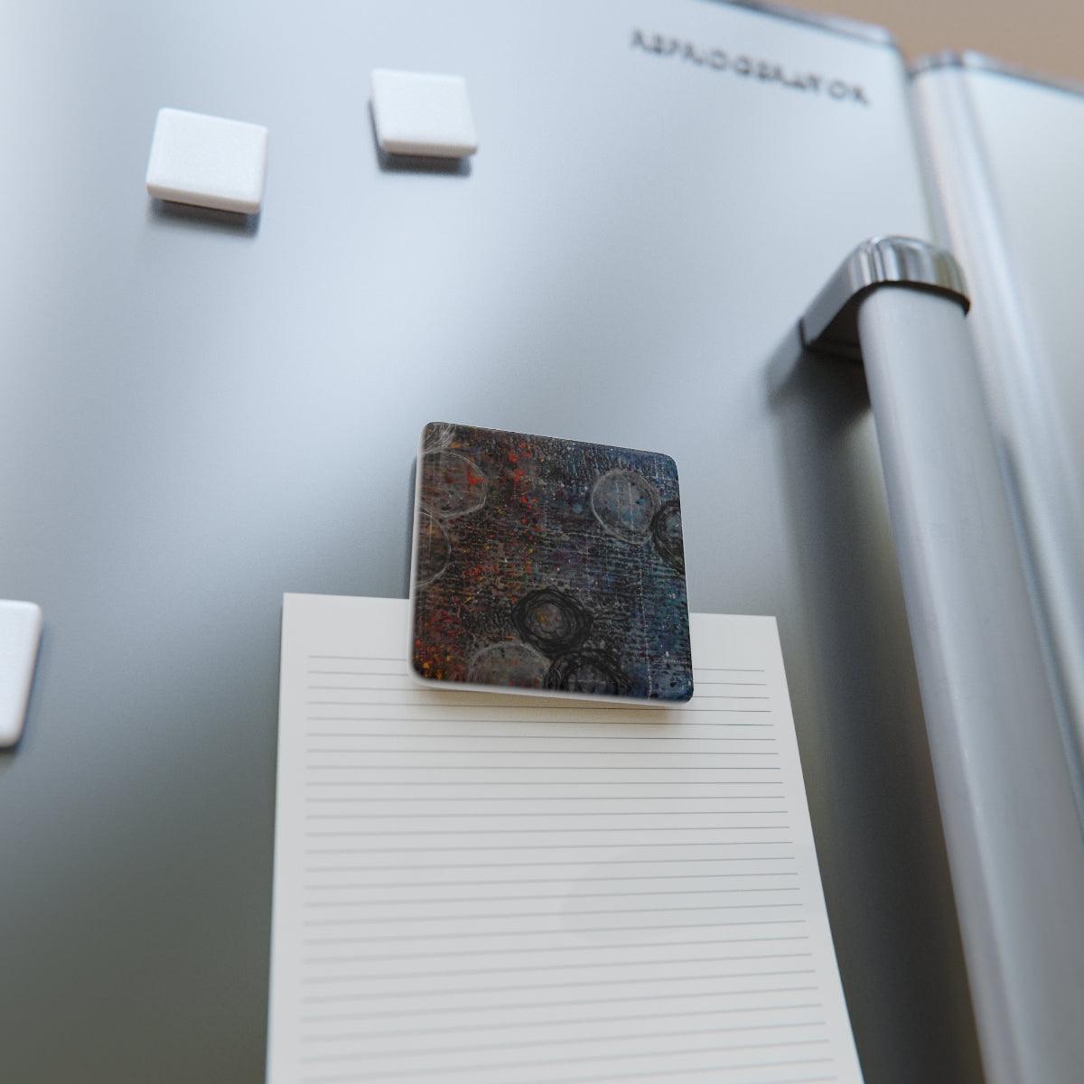 "Chaotic Timing" Porcelain Magnet, Square-Magnet - Mike Giannella - Encaustic Painting - Mixed Media Artist - Art Prints