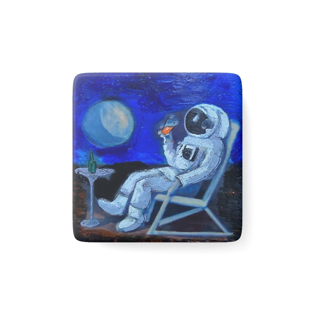 "Space Vacation" Porcelain Magnet, Square-Home Decor - Mike Giannella - Encaustic Painting - Mixed Media Artist - Art Prints